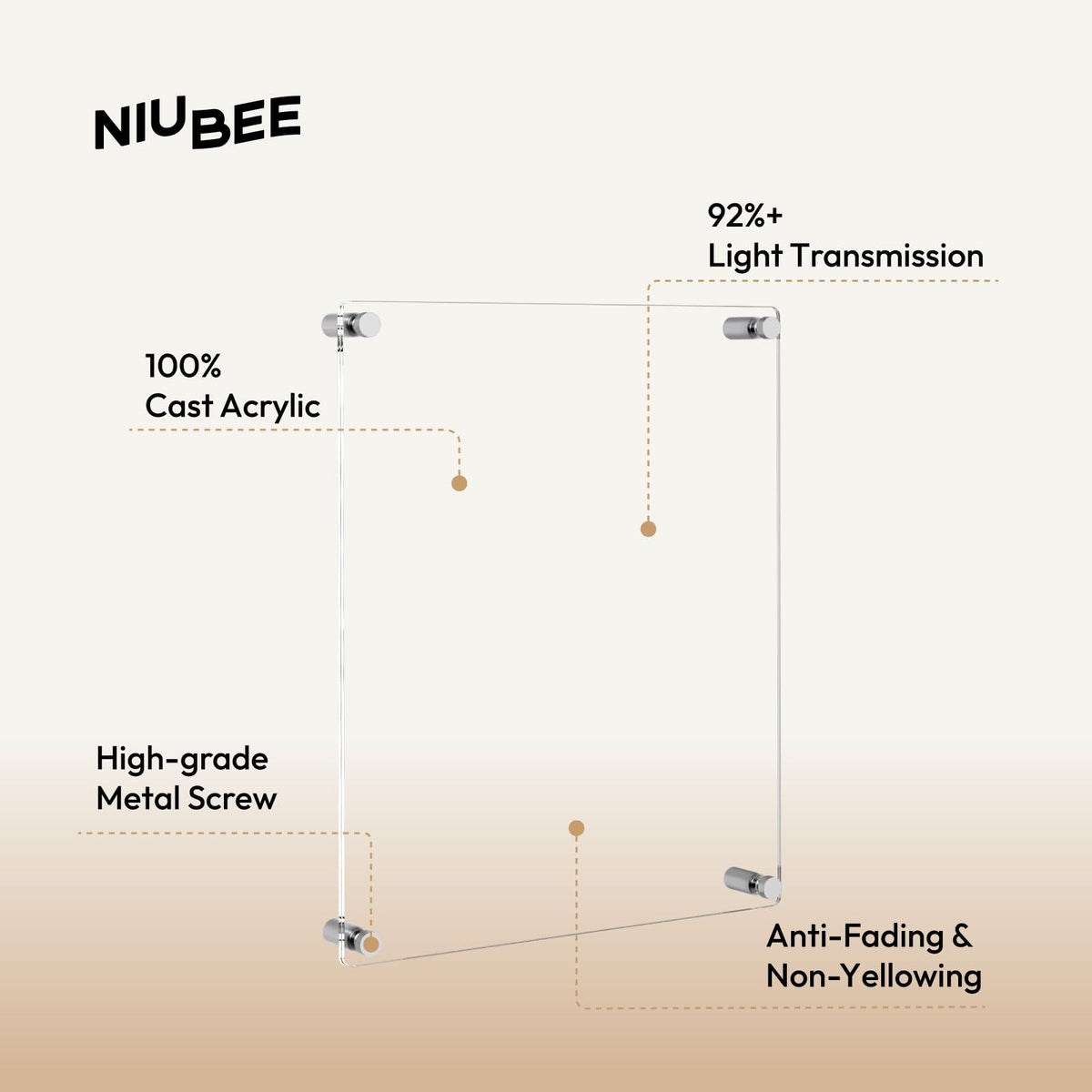 NIUBEE A4 size frame horizontal display suits diplomas and art prints with clarity