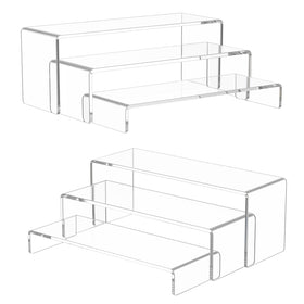 NIUBEE acrylic display riser set elevates collectibles with a floating, crystal-clear presentation.