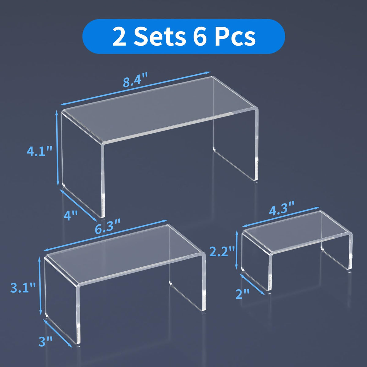 NIUBEE acrylic display risers side view highlights stable three-step layout for figures