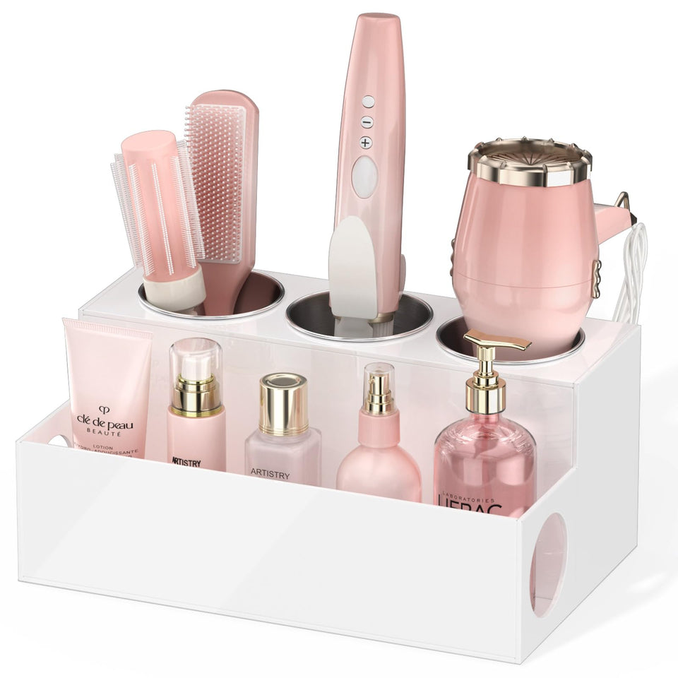 NIUBEE acrylic hair tool organizer front view keeps tools neatly accessible on the counter.