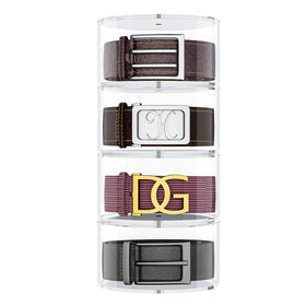 NIUBEE belt organizer in acrylic shows four-layer storage for organized belts