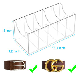 NIUBEE belt storage in a clear acrylic case offers quick visibility of items.