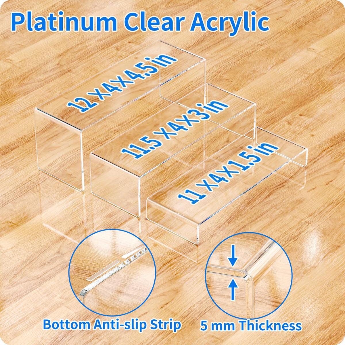 NIUBEE acrylic rectangular riser stand showcases items with height and clarity.