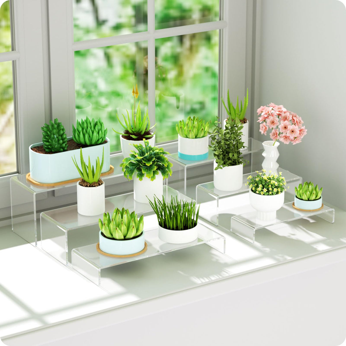 NIUBEE easy-setup acrylic risers simplify arranging a stylish display in minutes.