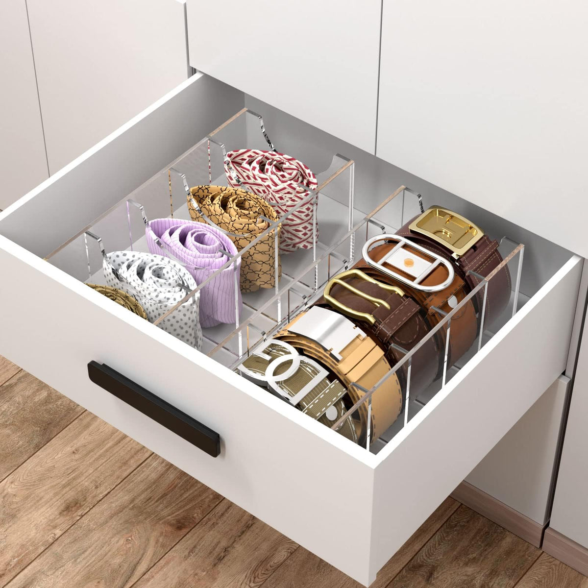 NIUBEE sturdy acrylic construction protects belongings while adding a sleek look.