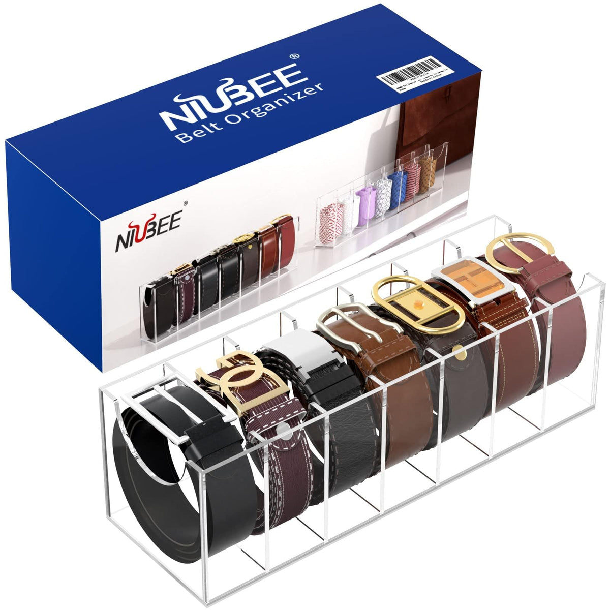 NIUBEE multi-use organizer keeps belts and ties tidy in one place.