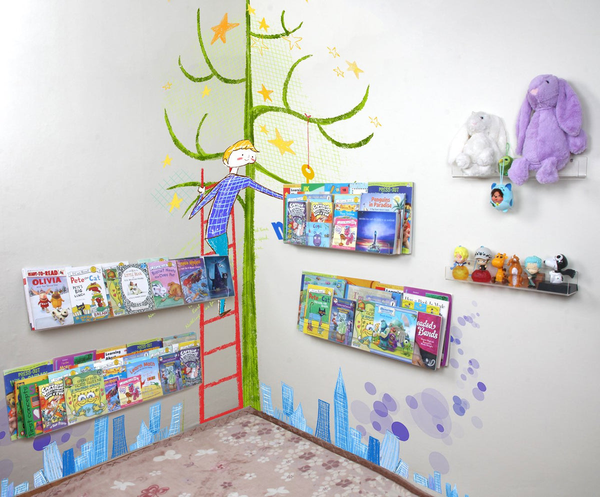 NIUBEE organized home display idea for books and artwork.