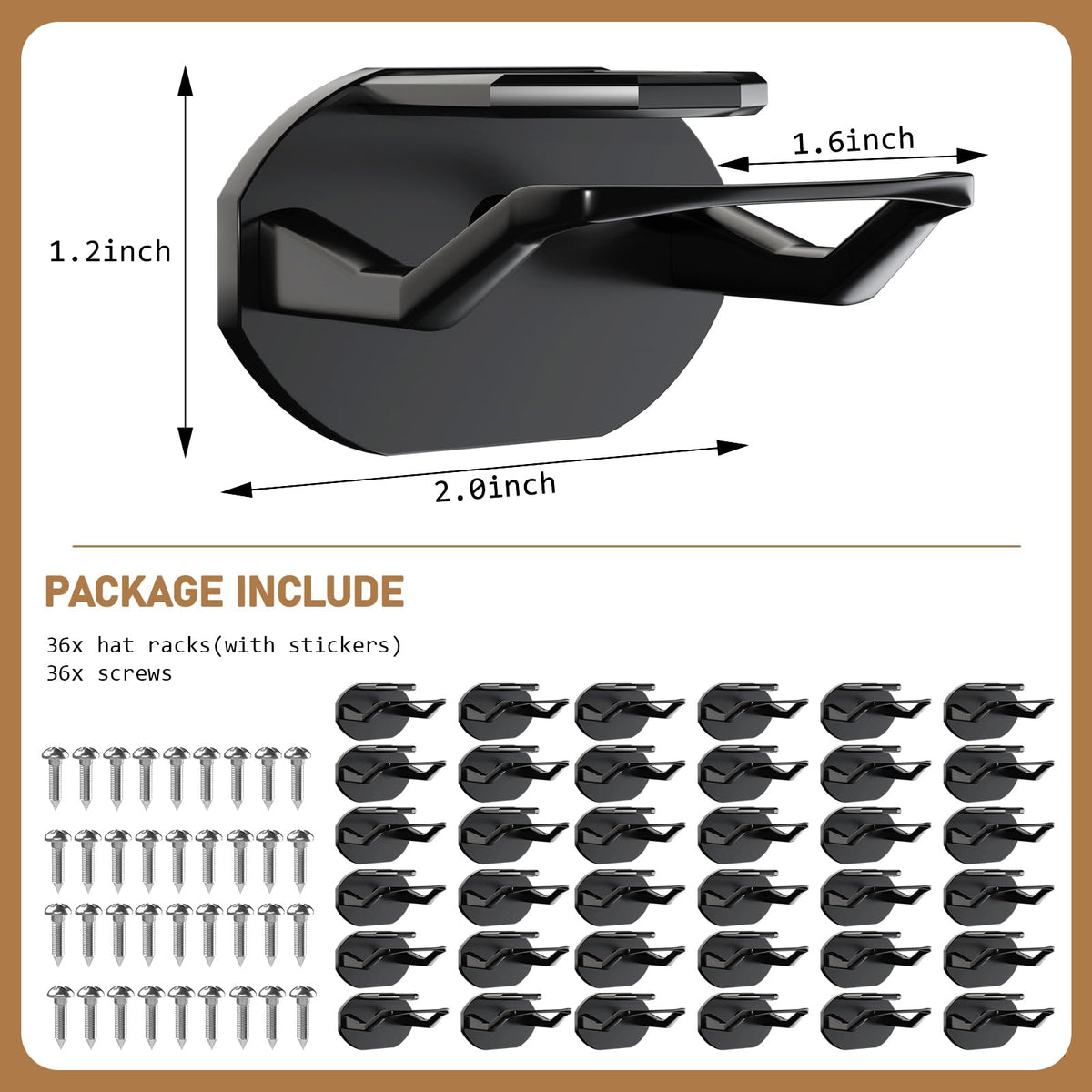 Niunuerga dual-hanging-ways hooks offer hidden button hang or strap-down display.