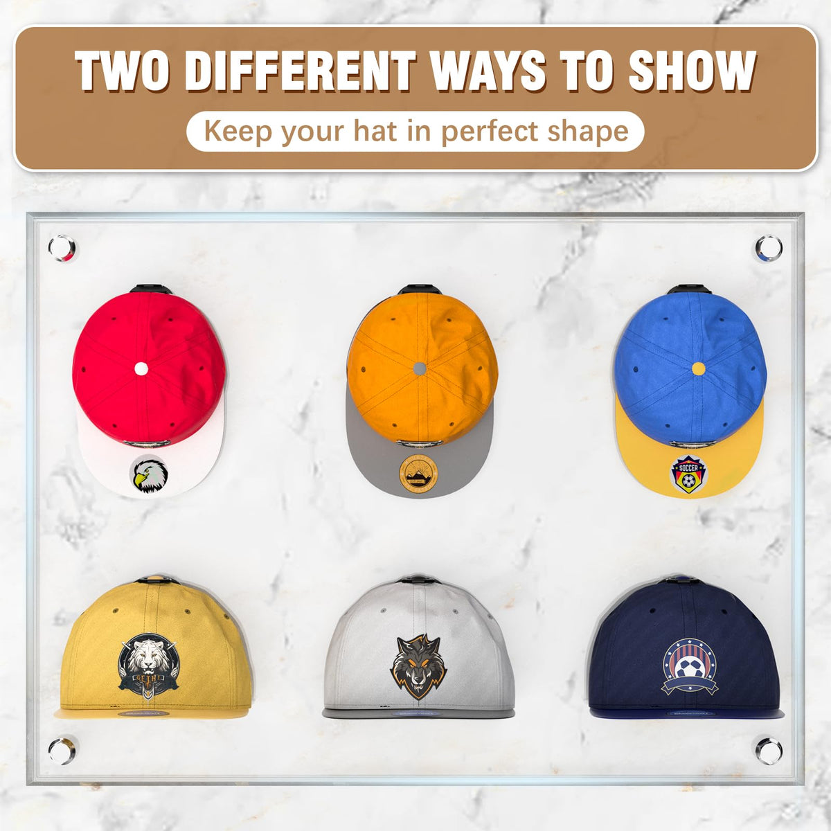 Niunuerga hat rack display for baseball caps keeps shape with curved design.