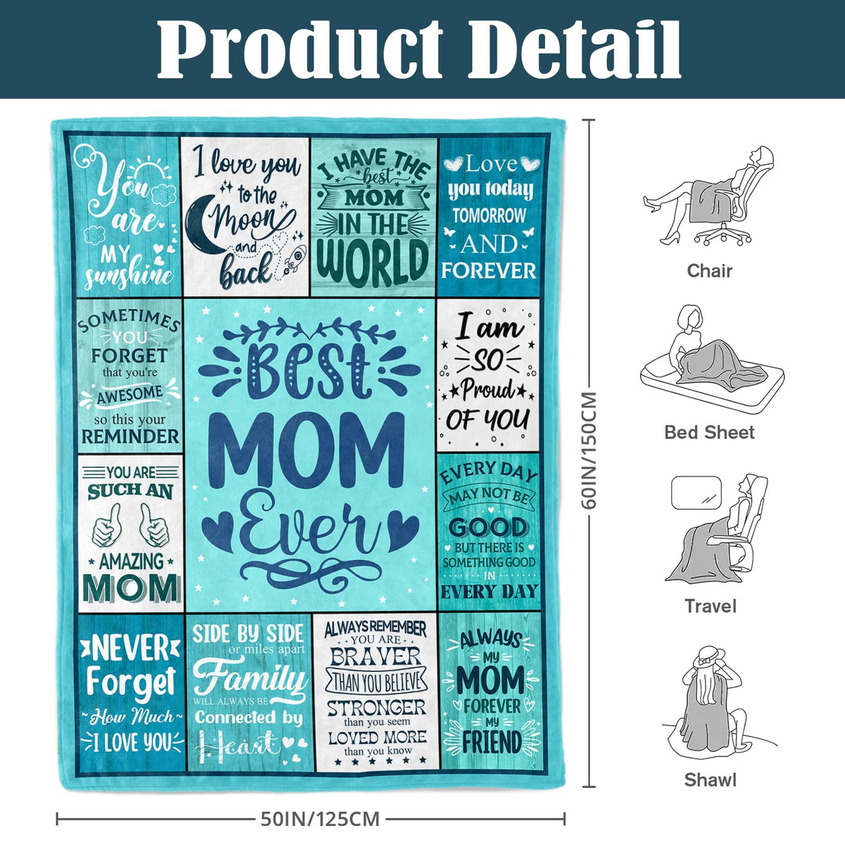 NIVAY mom blanket care guide shows machine wash durability