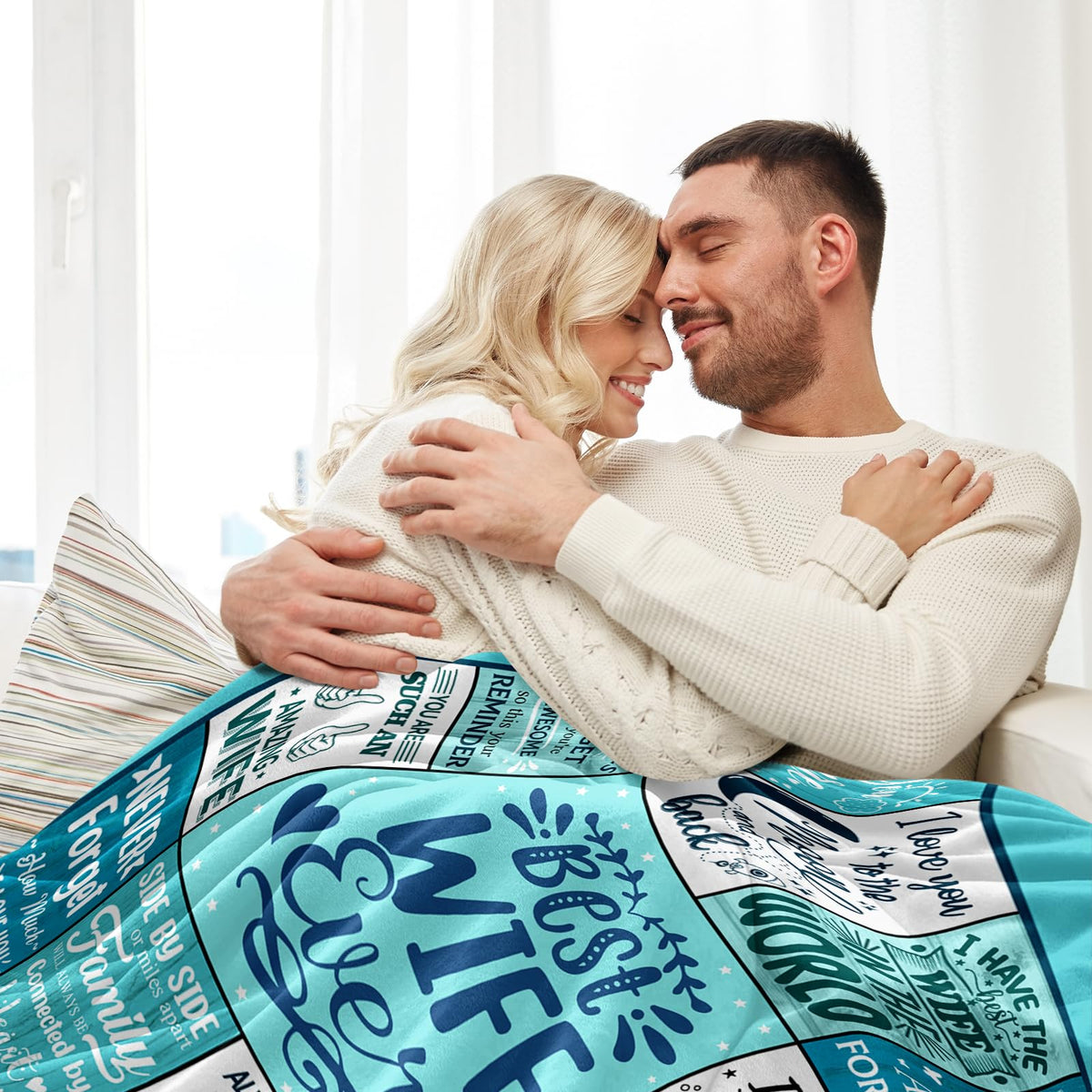 NIVAY wife blanket 50x60 draped over bed, adding a soft decorative touch