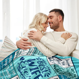 NIVAY wife blanket 50x60 draped over bed, adding a soft decorative touch