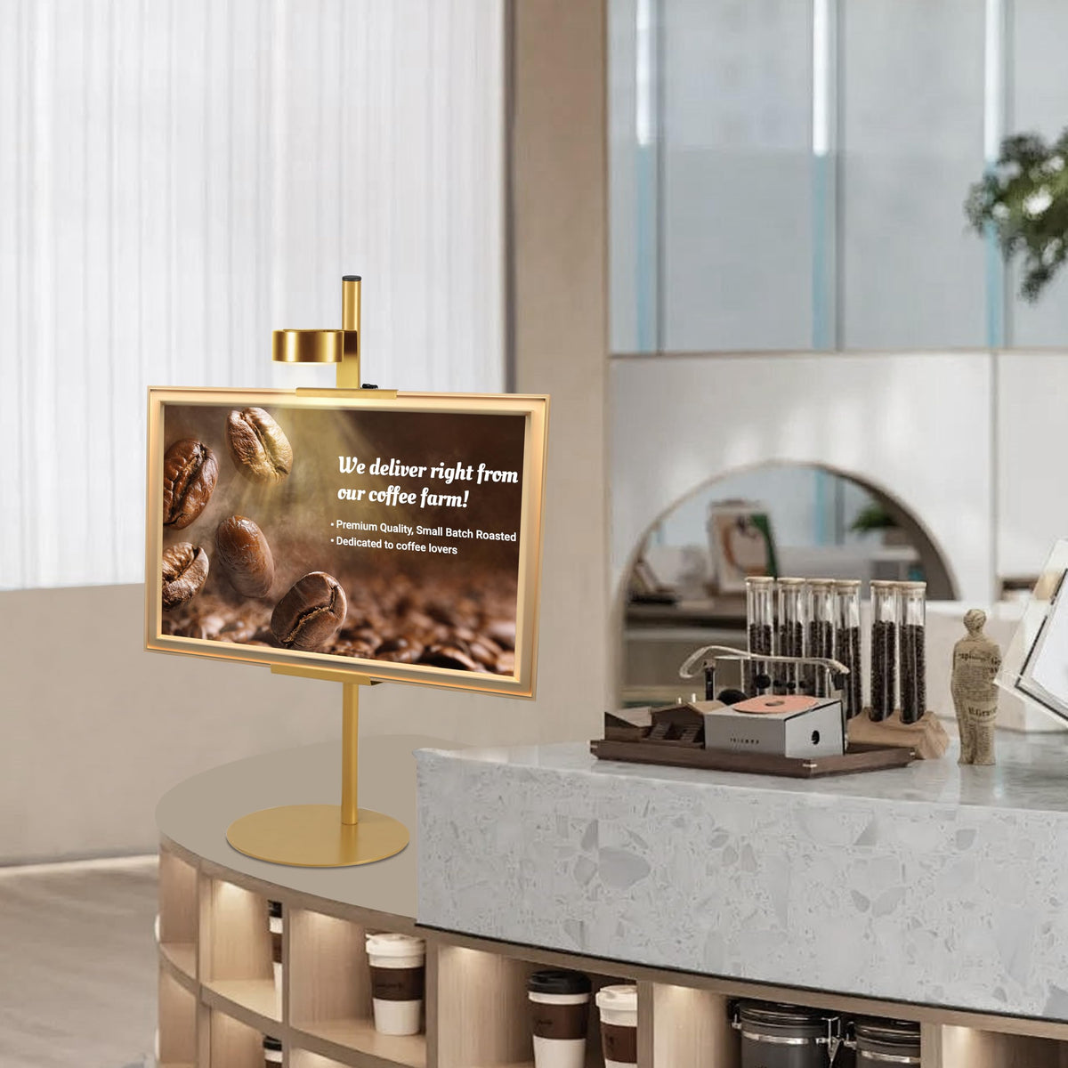 NKJIH 13 RGB poster lights add colorful accent to displays.