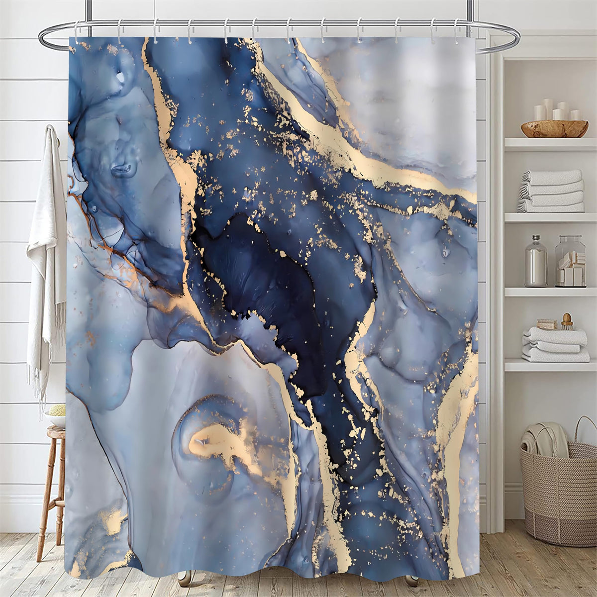 Nkzply blue marble bath rug soft texture helps absorb drips and keeps floors dry.