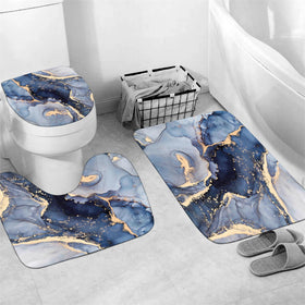 Nkzply blue marble toilet lid cover fits standard seats with secure elastic band.
