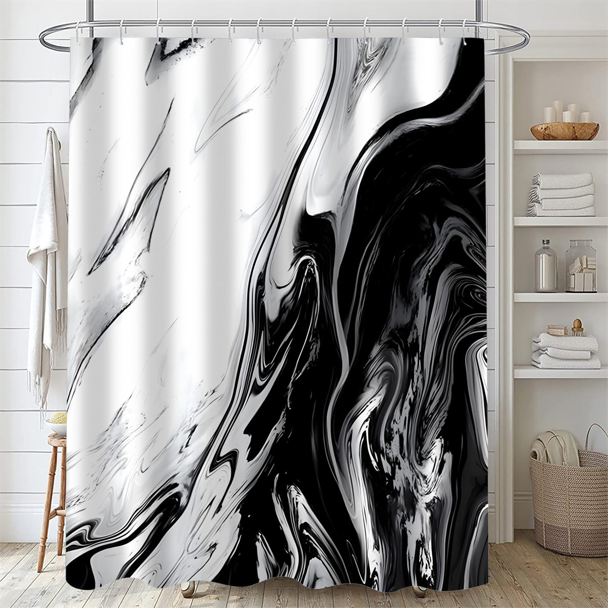 Nkzply marble curtain drape demonstrates smooth hang and durable print