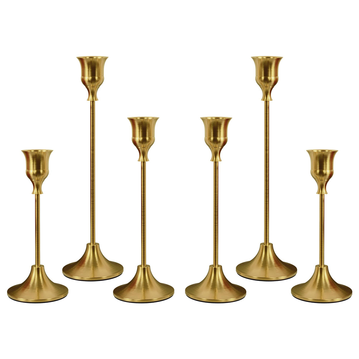 NLBTW brass gold taper candlesticks with varied heights for romantic lighting