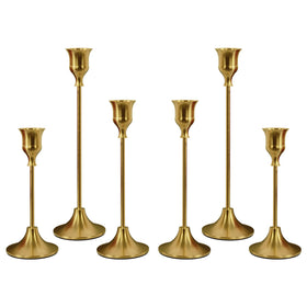NLBTW brass gold taper candlesticks with varied heights for romantic lighting