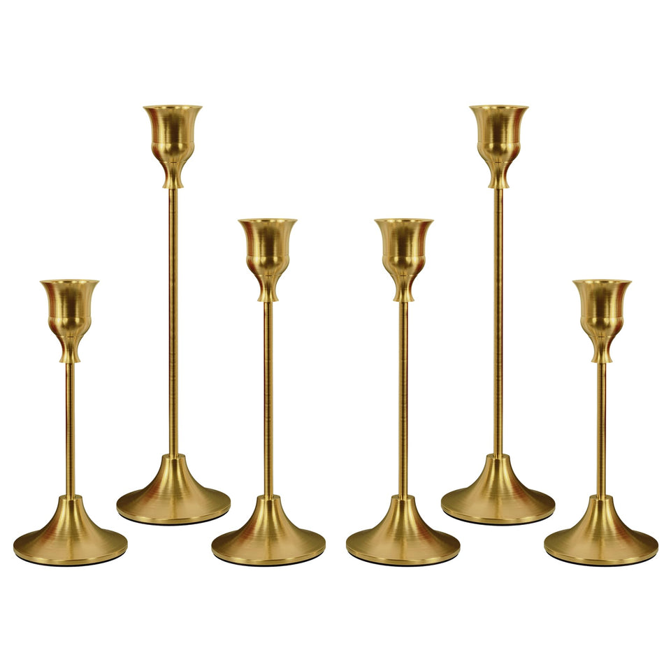NLBTW brass gold taper candlesticks with varied heights for romantic lighting