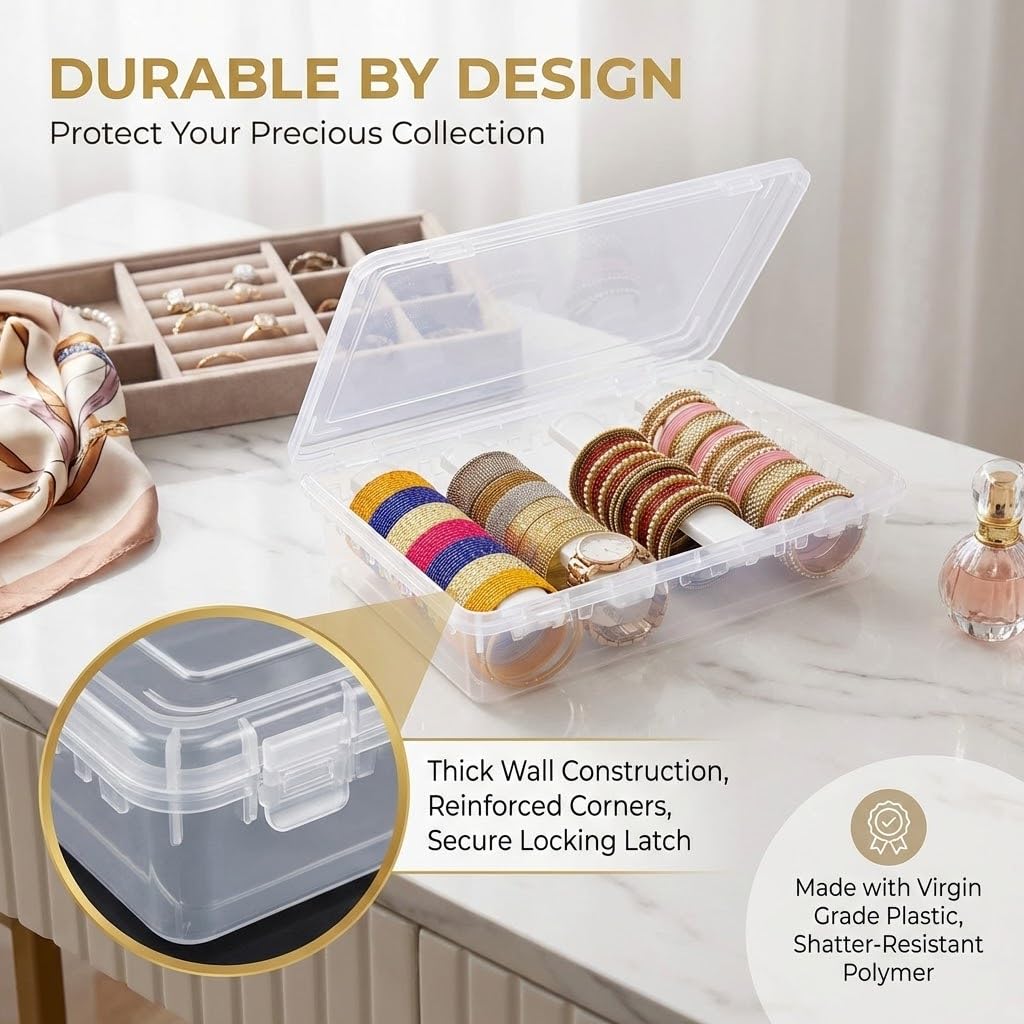 NMII rectangular bangle storage keeps pieces neatly aligned.