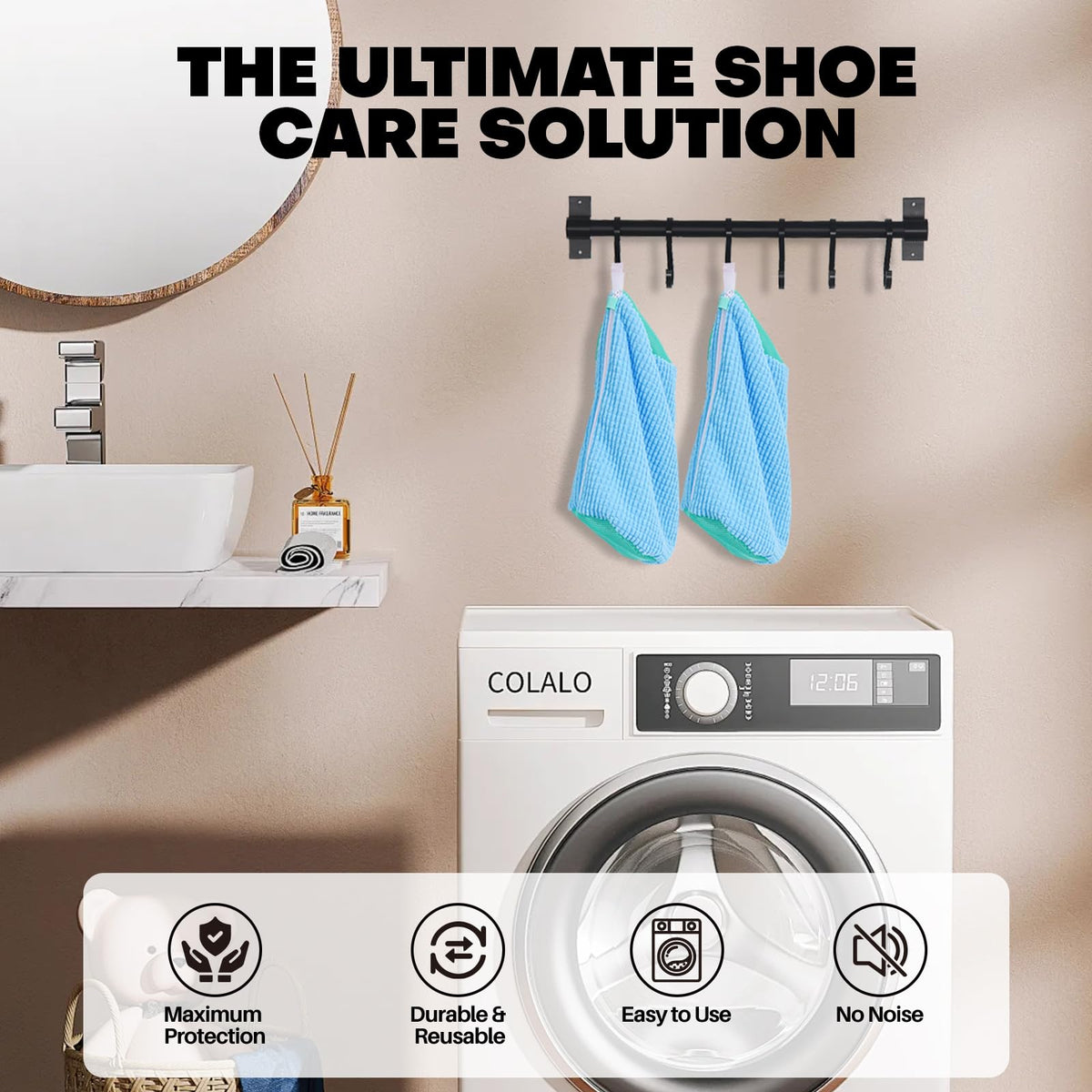 NMQHPA shoe washing bag blue 2pc pack for multiple shoe types.