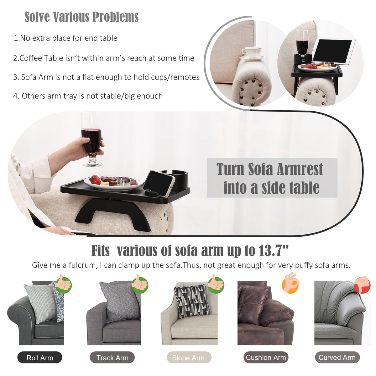 Nnewvante anti-slip pads keep the tray stable on furniture
