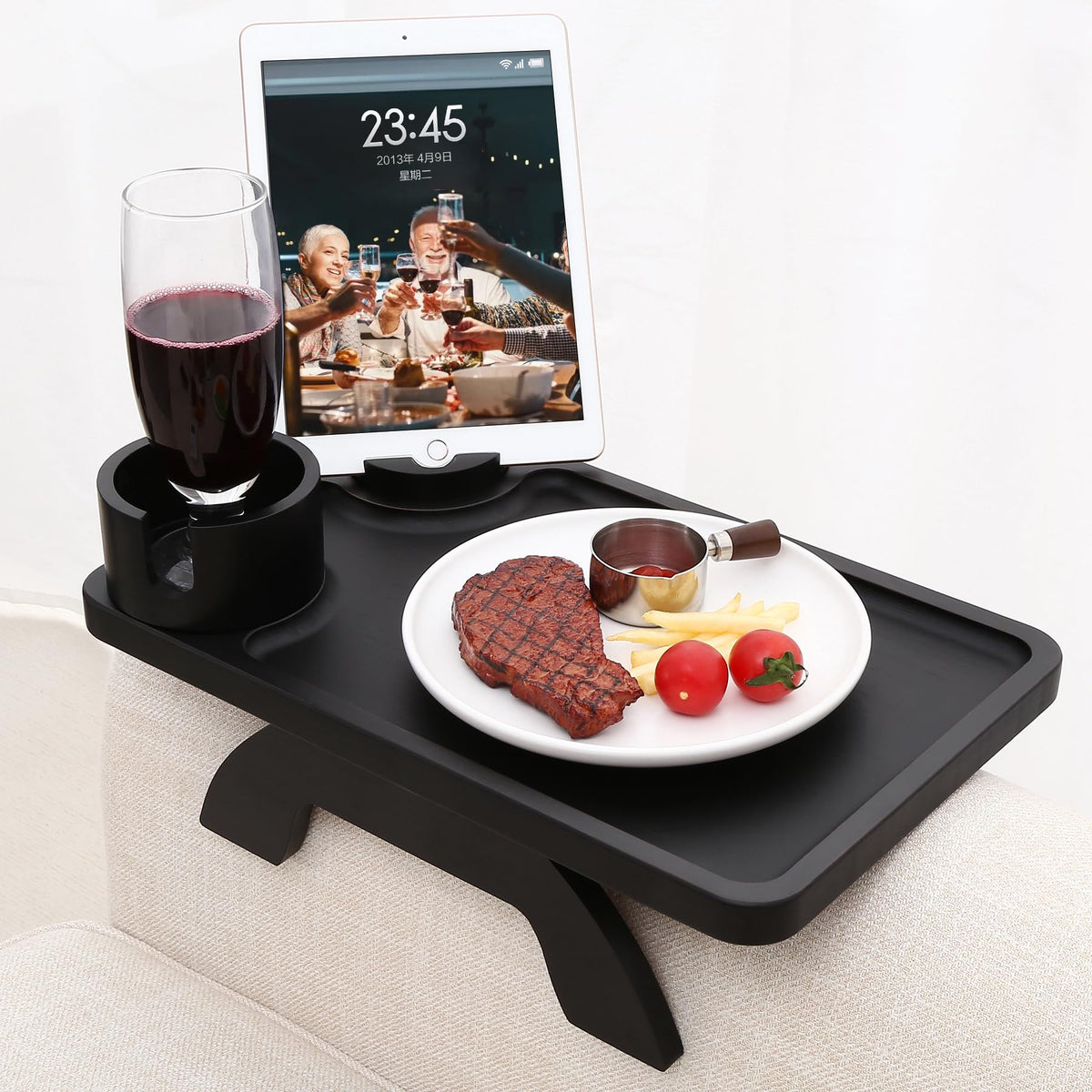 Nnewvante bamboo arm table showing natural material and stylish surface