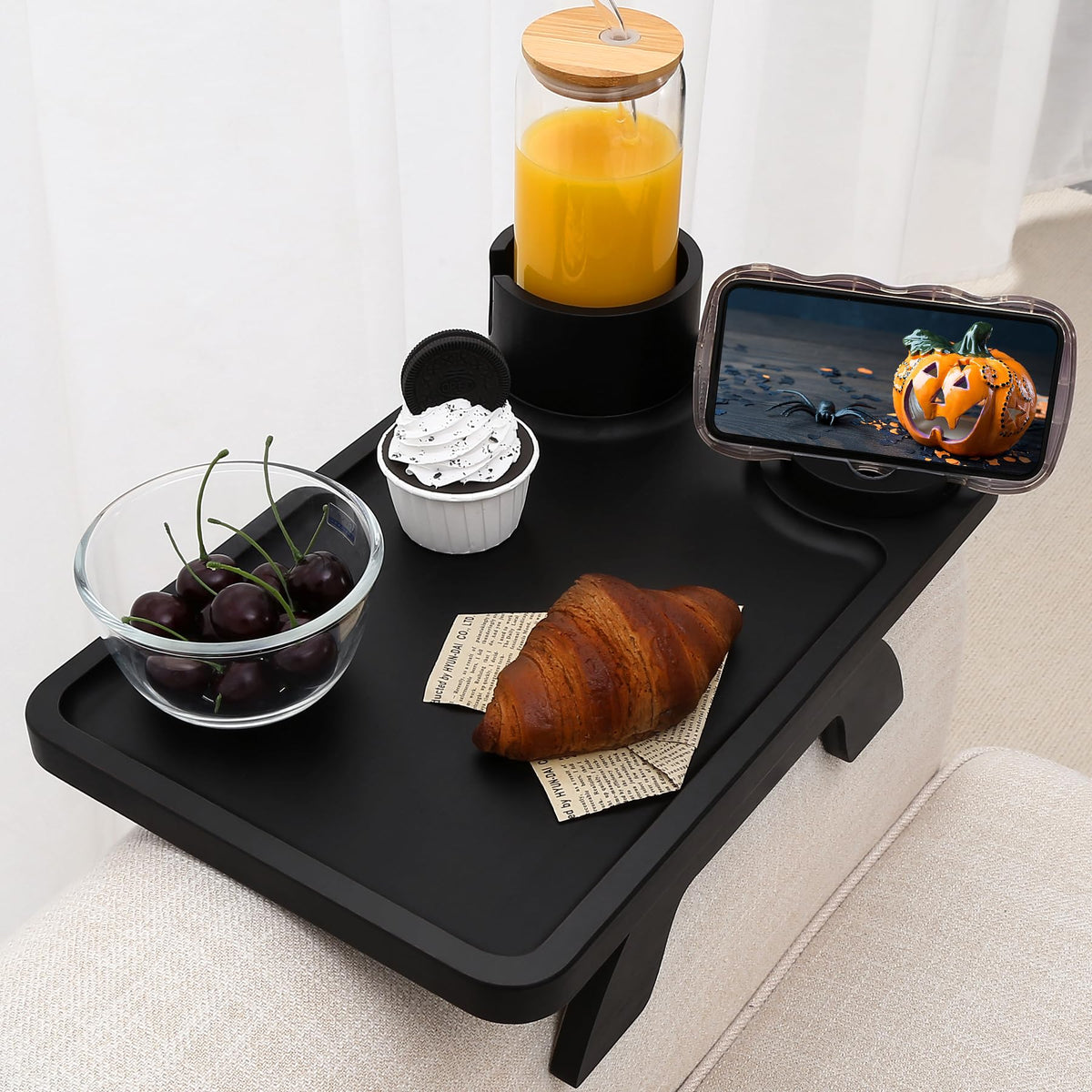 Nnewvante couch cup holder clip-on tray adds convenient armrest storage for drinks