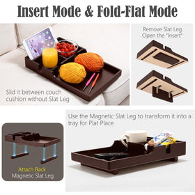 Nnewvante couch tray showing space for snacks and drinks during a movie