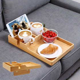 Nnewvante Couch Tray black walnut finish for elegance.