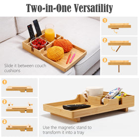 Nnewvante Couch Tray laid flat on an ottoman for wider use.