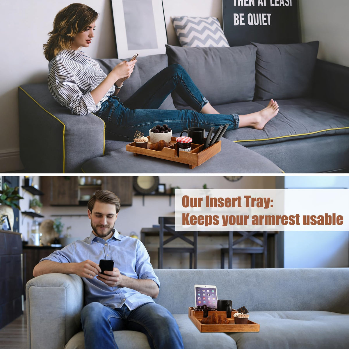 Nnewvante couch tray flat ottoman use keeps drinks within reach.