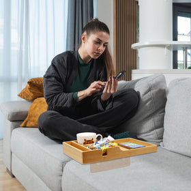 Nnewvante Couch Tray white finish adds brightness.