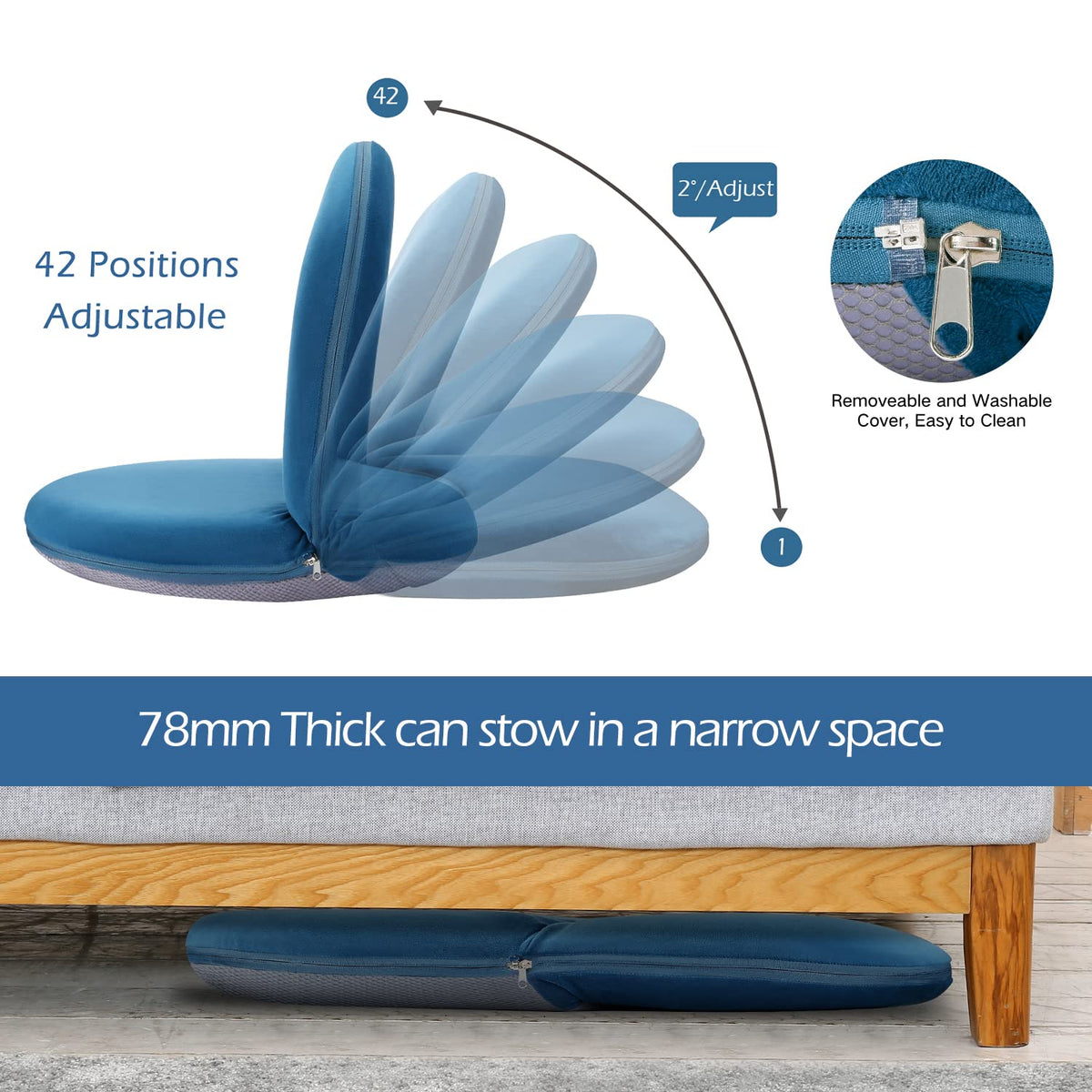 Nnewvante floor chair with blue crystal velvet cover for a soft, premium feel.