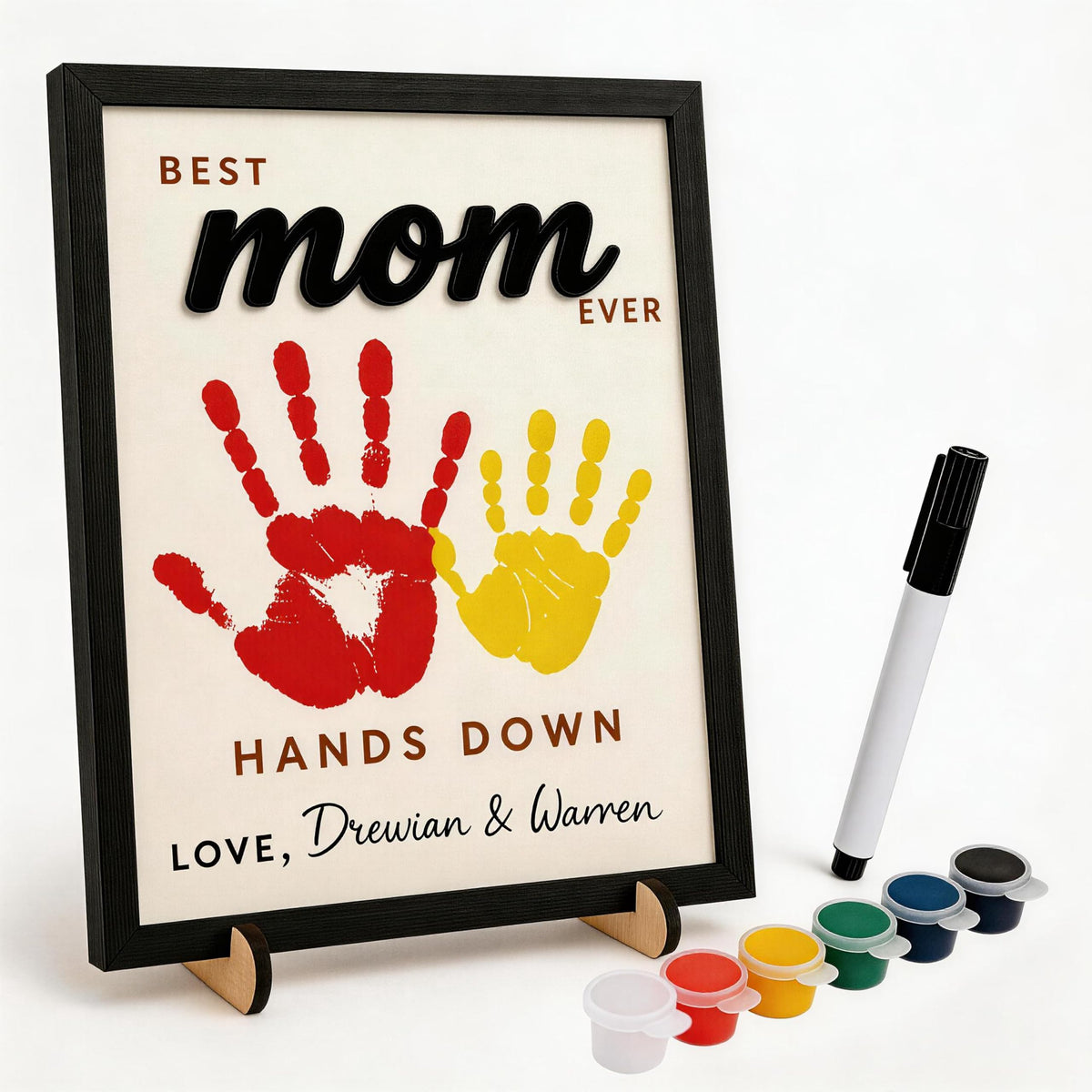 Nnyoggsto Mothers Day sign 10-inch frame showcases handprints as a personal keepsake