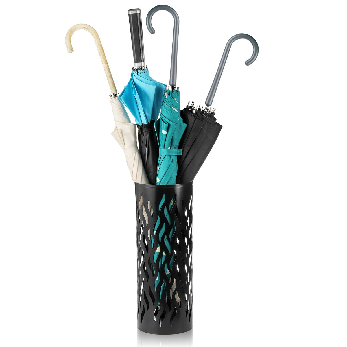 Noamus metal umbrella holder front view showing compact, stable entryway storage.