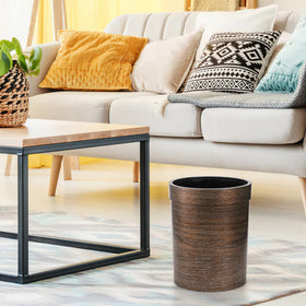 Noamus wood-grain trash bin open top, easy to drop waste without spillage.