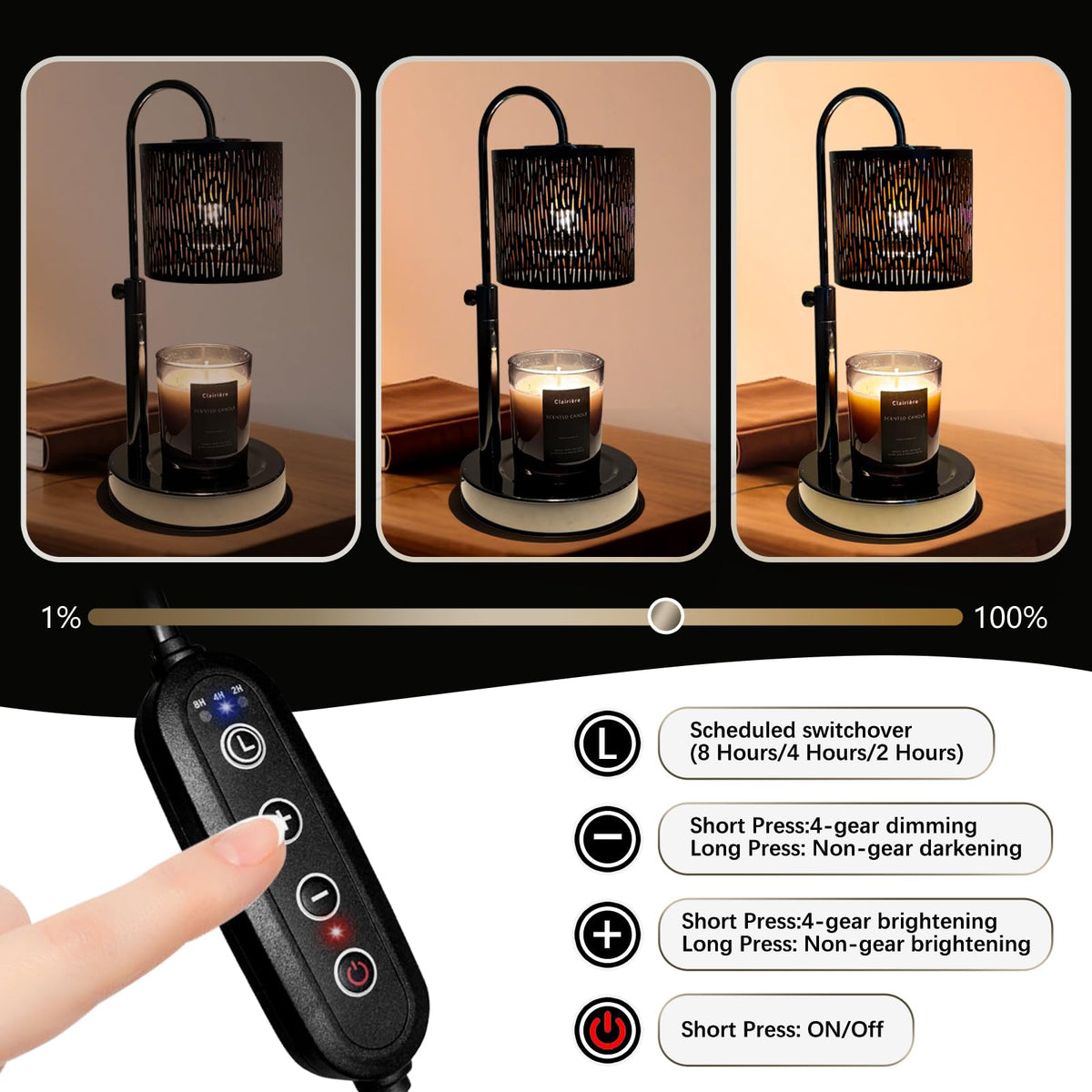 NoavJax candle warmer lamp timer display for melting duration.