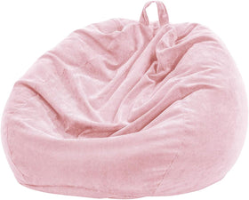Nobildonna pink corduroy bean bag cover closeup shows soft fabric and durable stitching