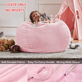 Nobildonna pink corduroy bean bag cover dimensions illustrate ample seating space