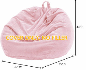 Nobildonna pink corduroy bean bag cover front view highlighting generous 43x35 inch layout