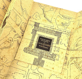 The Noble Collection Marauder's Map open dimensions shown 15.5 by 72 inches.