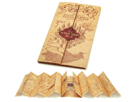 The Noble Collection Marauder's Map parchment texture close-up.
