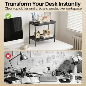 NobleForm 2-in-1 table beside a sofa with built-in storage shelves.