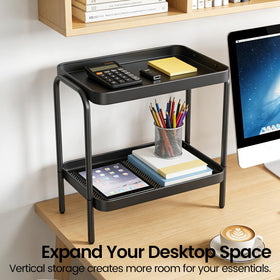 NobleForm 2-tier shelves close-up reveals sturdy metal frame.