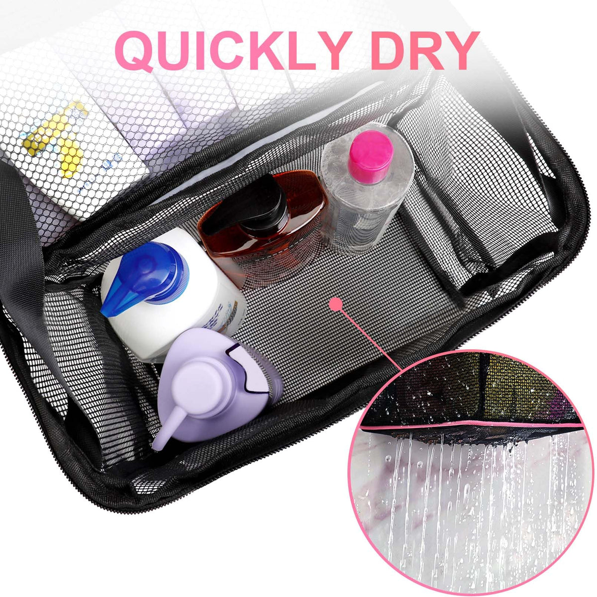 NOBLIGOAL quick-drying mesh prevents water buildup after showers.
