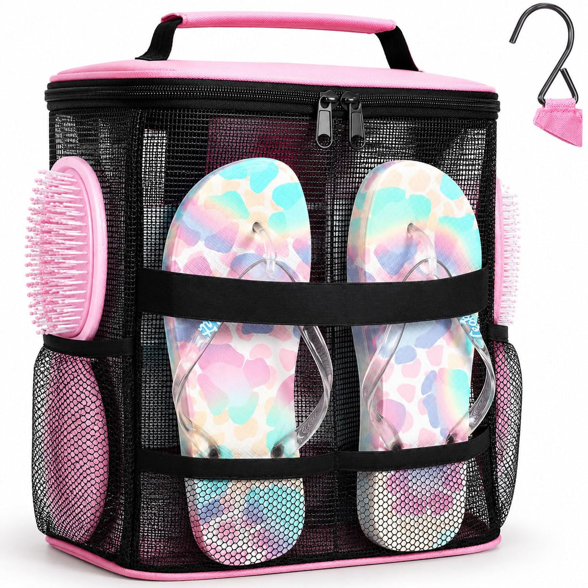 NOBLIGOAL mesh shower caddy with large capacity for full-size toiletries.