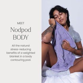 nodpod Body 6.5lb blanket draped over back for comfortable support