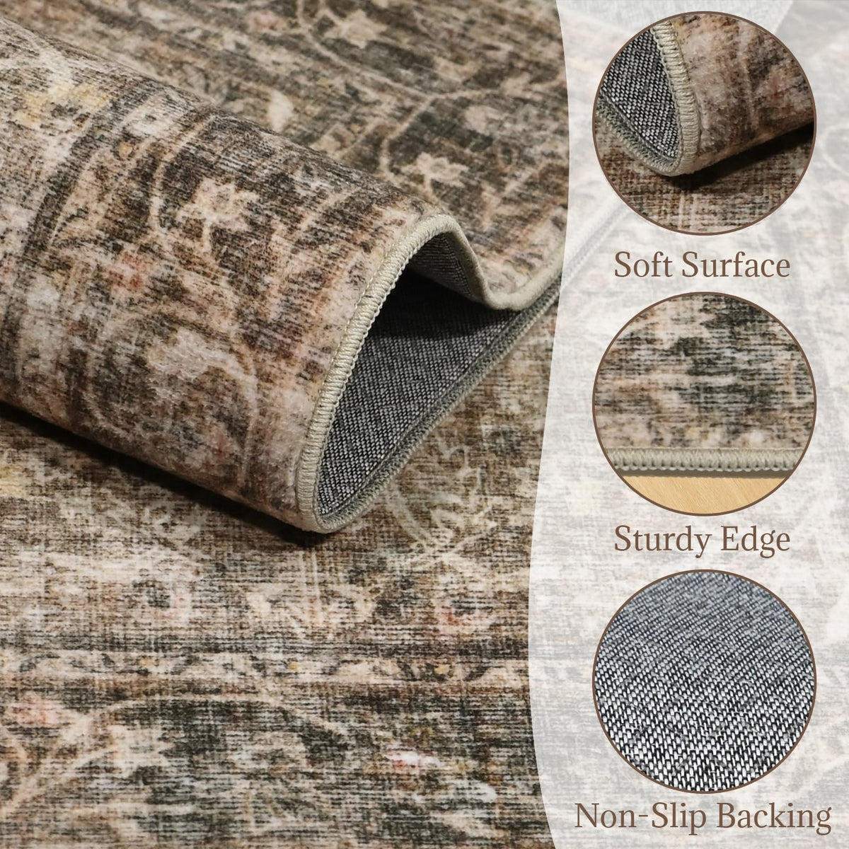 NoiFamo stain-resistant fabric rug resisting spills in busy dining area.