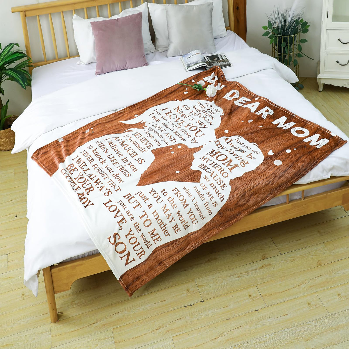 Noilfasiki blanket with inspirational words close-up highlights uplifting messages to read daily